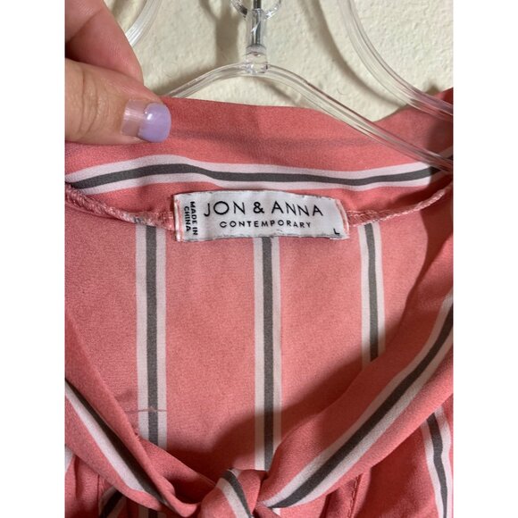 Jon & Anna Contemporary Business Casual Striped Top Womens Size Large Pink AC9 - Picture 4 of 5